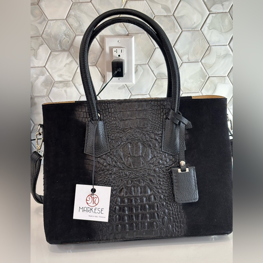 MARKESE Italian Leather & Suede Bag NWT
